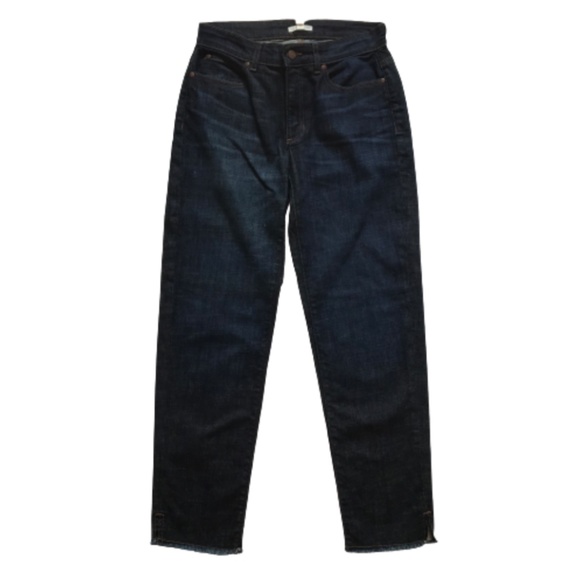 Eileen Fisher Raw Hem Straight Leg Jeans Denim Womens 2 Blue Dark Wash Organic - Picture 12 of 12